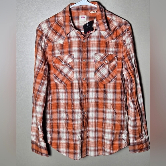 Men's New With Tags Levi's Western Pearl Snap Long Sleeve Shirt, Small - Picture 1 of 3
